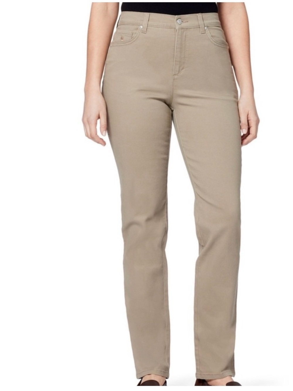 NEW Gloria Vanderbilt High-Rise Straight-Leg Jeans Short in Taupe